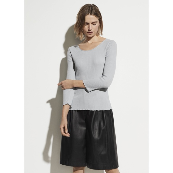 Vince Scoop Neck Ribbed Top Lettuce Edge Size XL New w/Tag - Picture 9 of 9